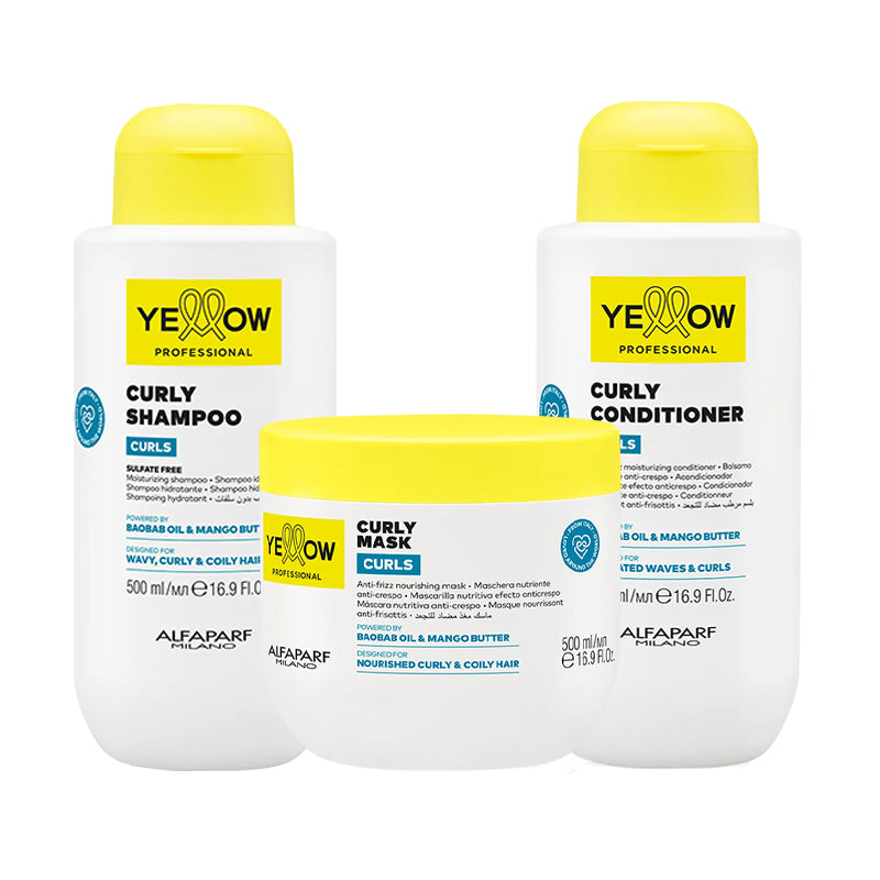 ALFAPARF Yellow Kit Curls Shampoo 500ml + Mask 500ml + Conditioner 500ml