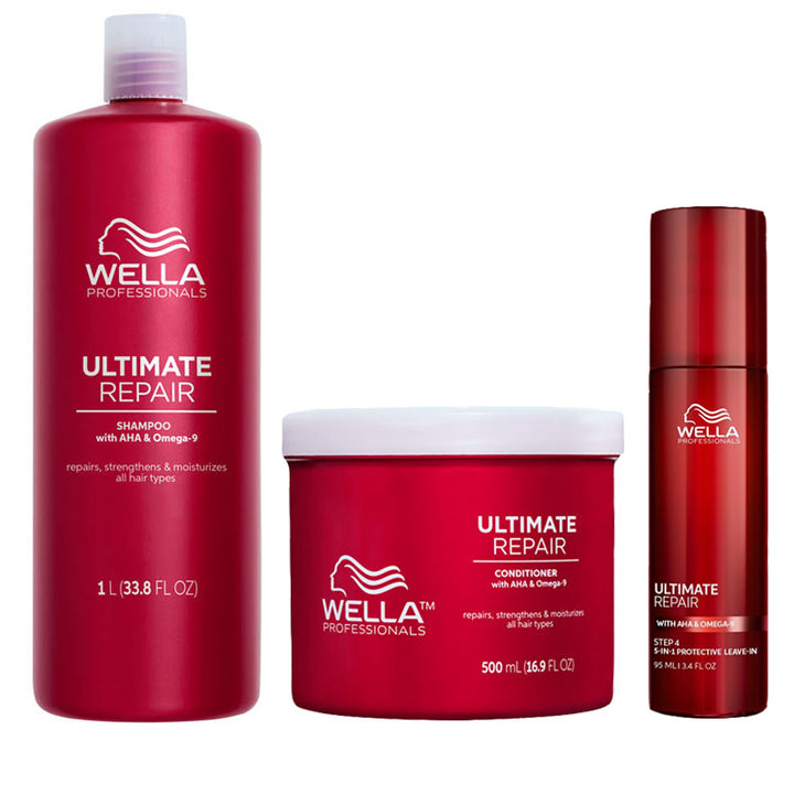 WELLA Kit Ultimate Repair Shampoo 1000ml + Conditioner 500ml + Protective Leave In 95ml