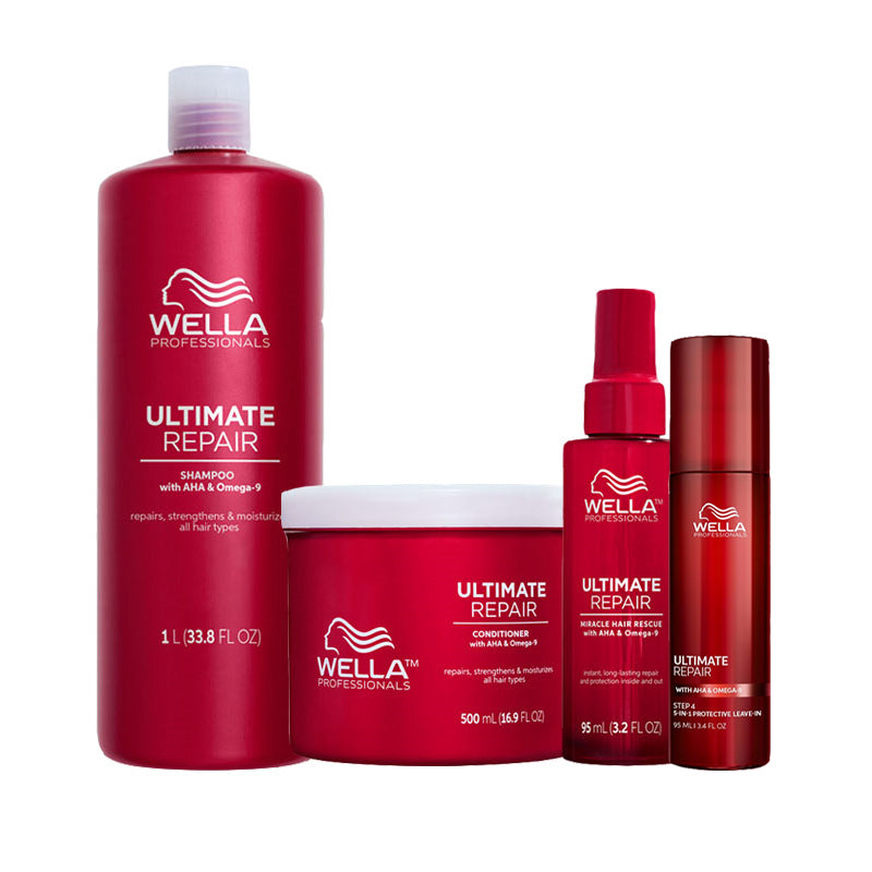 WELLA Kit Ultimate Repair Shampoo 1000ml + Conditioner 500ml + Miracle Hair 95ml + Protective Leave In 95ml