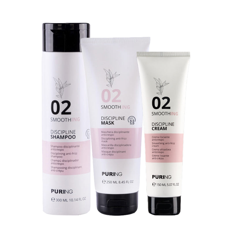 PURING Kit Smoothing Discipline Shampoo 02 300ml + Mask 250ml + Cream 150ml