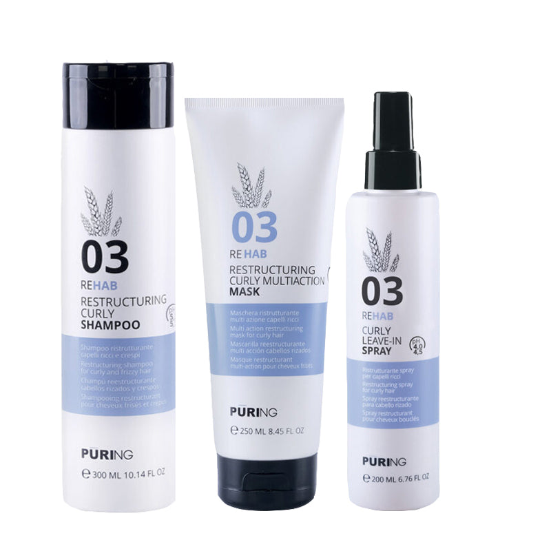 PURING Kit Rehab Restructuring Curly Shampoo 03 300ml + Mask 250ml + Spray 200ml
