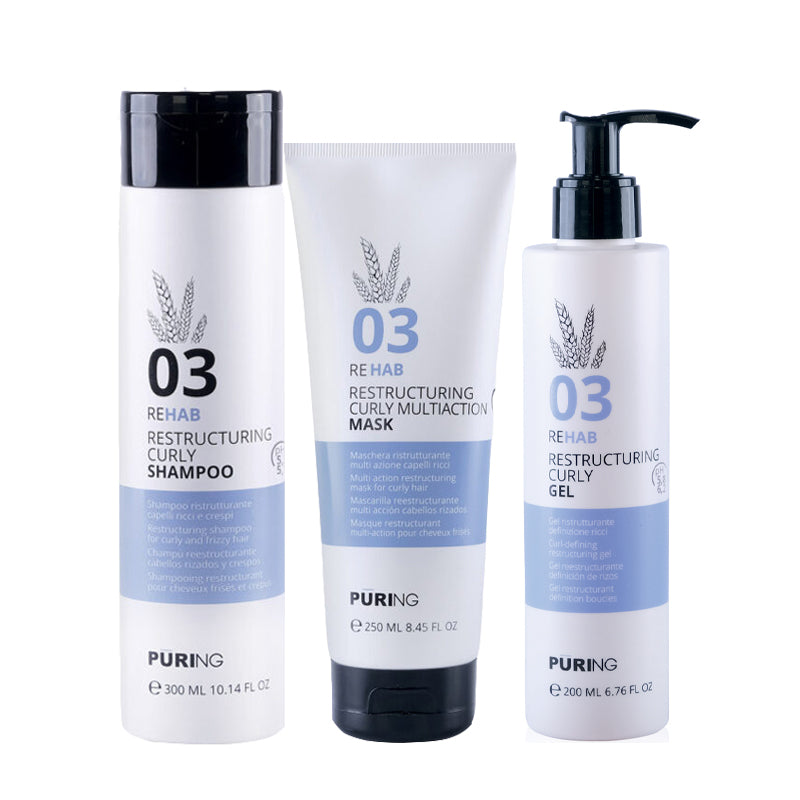PURING Kit Rehab Restructuring Curly Shampoo 03 300ml + Mask 250ml + Gel 200ml