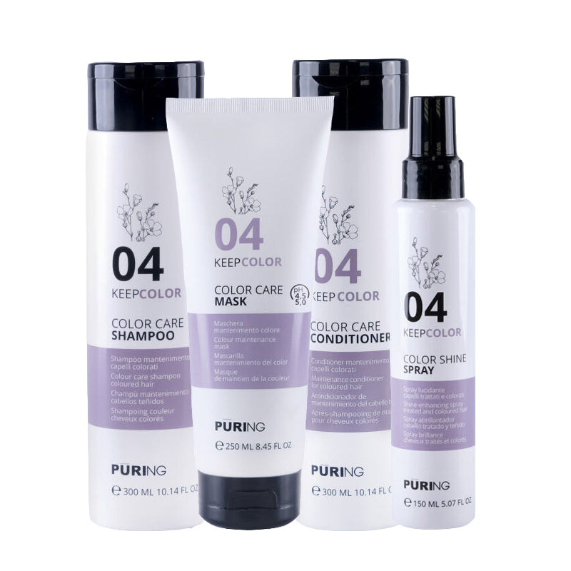 PURING kit Keepcolor Color Care Shampoo 04 300ml + Mask 250ml + Conditioner 300ml + Spray 150ml