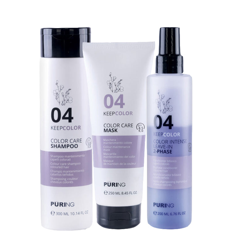PURING kit Keepcolor Color Care Shampoo 04 300ml + Mask 250ml + Intense leave In 2 Phase 200ml