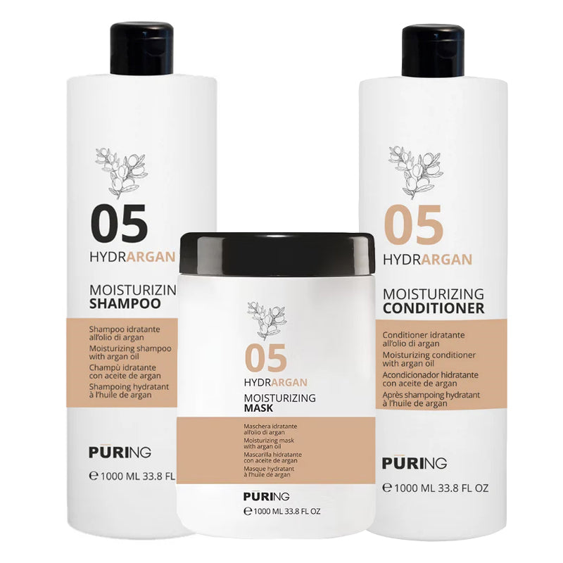 PURING Kit Hydrargan Moisturizing Shampoo 05 1000ml + Mask 1000ml + Conditioner 1000ml