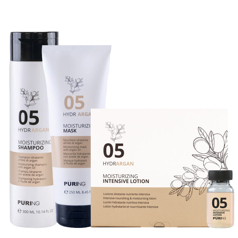PURING Kit Hydrargan Moisturizing Shampoo 05 300ml + Mask 250ml + Intensive Lotion 10x10ml