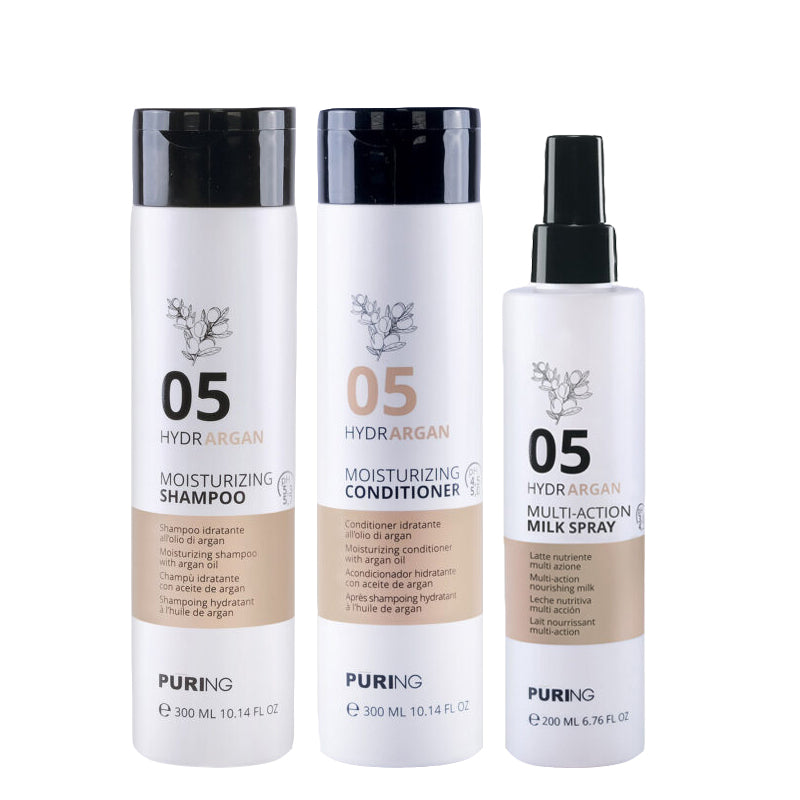 PURING Kit Hydrargan Moisturizing Shampoo 05 300ml + Conditioner 300ml + Milk Spray 200ml