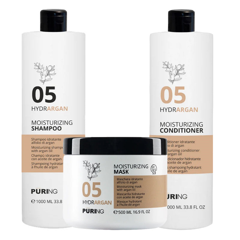 PURING Kit Hydrargan Moisturizing Shampoo 05 1000ml + Mask 500ml + Conditioner 1000ml