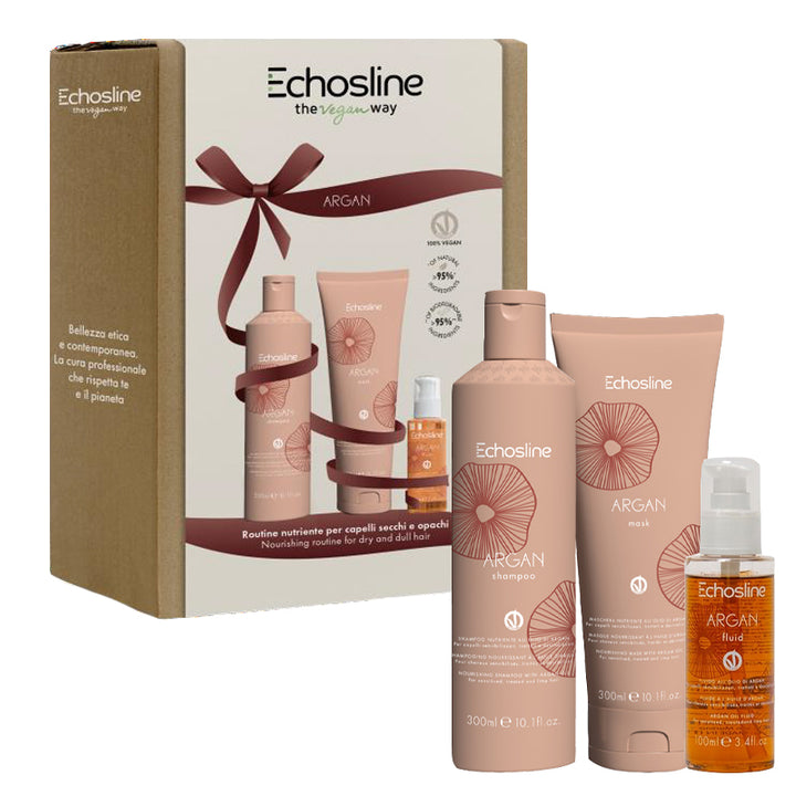 ECHOSLINE Set Winter Holidays Argan Shampoo 300ml + Mask 300ml + Fluid Oil 100ml