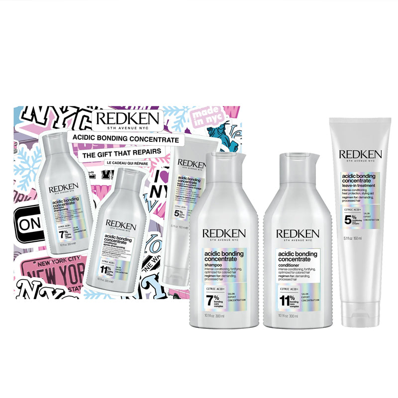REDKEN Set Holiday Acidic Bonding Concentrate Shampoo 300ml + Conditioner 300ml + Treatment 150ml