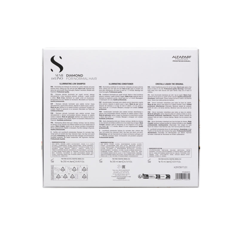 ALFAPARF MILANO Set Holiday Semi Di Lino Diamond Shampoo 250ml + Conditioner 200ml + Oil 15ml