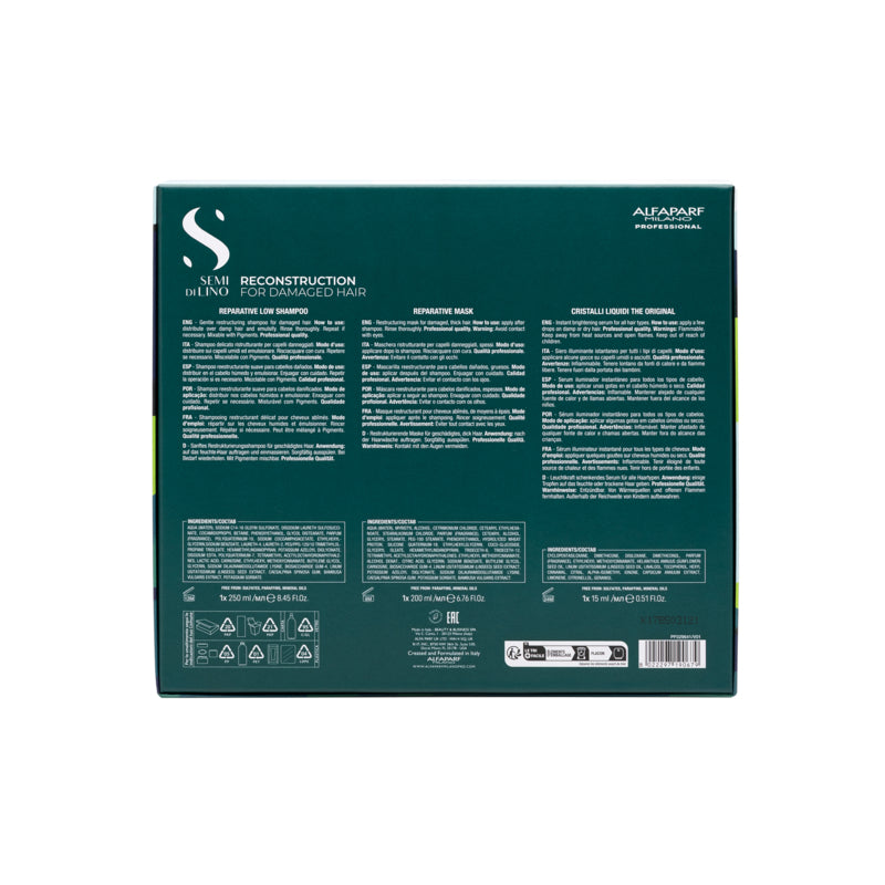ALFAPARF MILANO Set Holiday Semi Di Lino Reconstruction Shampoo 250ml + Mask 200 + Oil 15ml