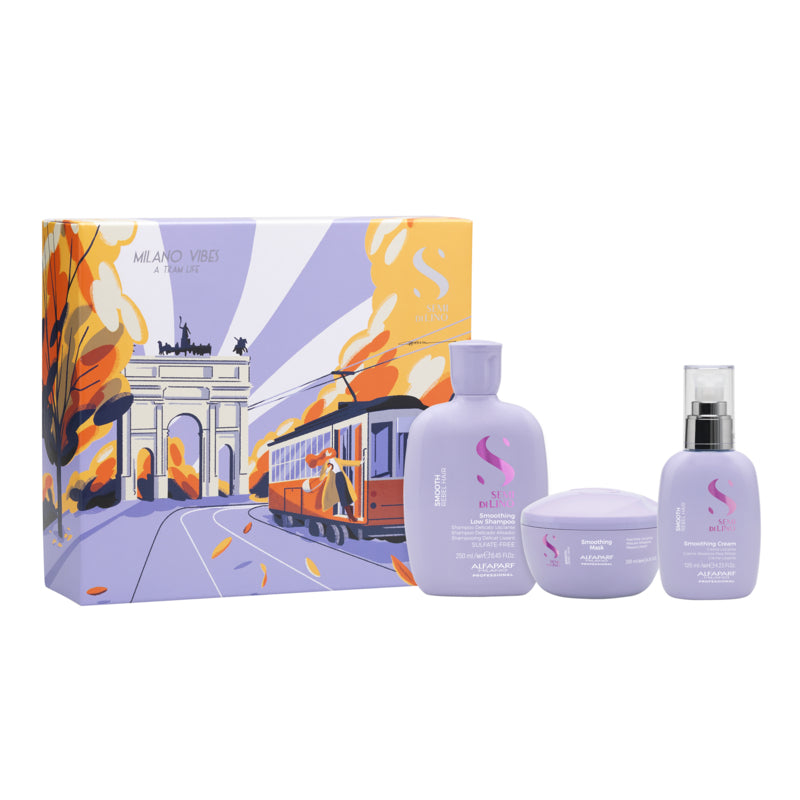 ALFAPARF MILANO Set Holiday Semi Di Lino Smooth Shampoo 250ml + Mask 200ml + Leave In 125m