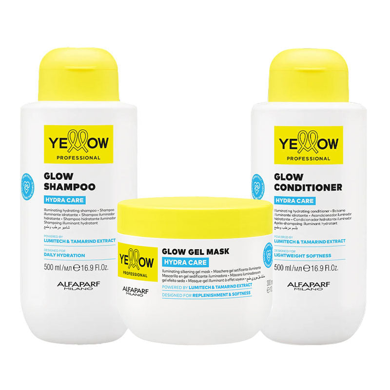 ALFAPARF Yellow Kit Hydra Care Glow Shampoo 500ml + Mask 300ml + Conditioner 500ml