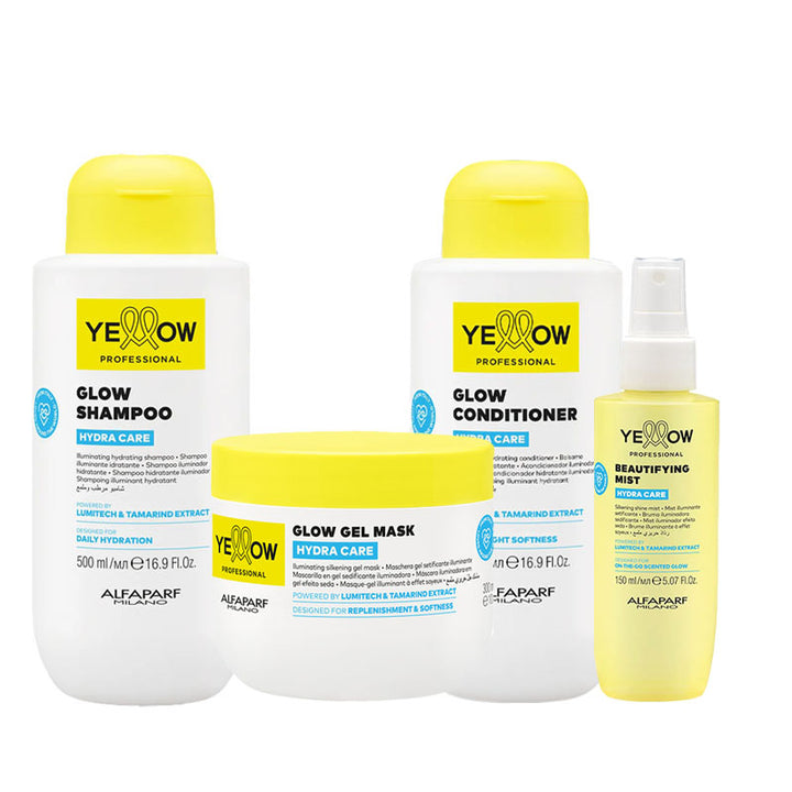 ALFAPARF Yellow Kit Hydra Care Glow Shampoo 500ml + Mask 300ml + Conditioner 500ml + Beautifying Mist 150ml