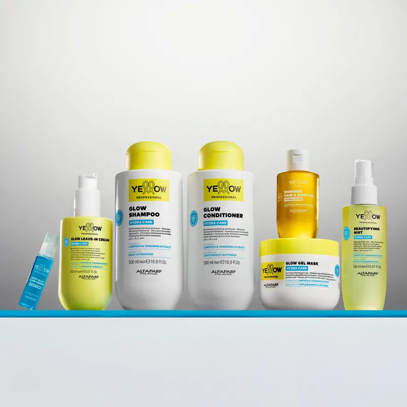 ALFAPARF Yellow Kit Hydra Care Glow Shampoo 500ml + Mask 300ml + Conditioner 500ml + Beautifying Mist 150ml