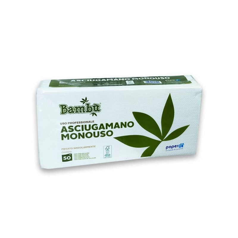 PAPERDI Bambu Asciugamano Monouso Pura Cellulosa 50pz