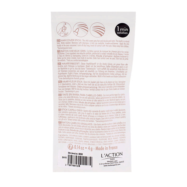L'ACTION Paris Touch Up Stick Per Capelli Grigi - Marrone Scuro 4g