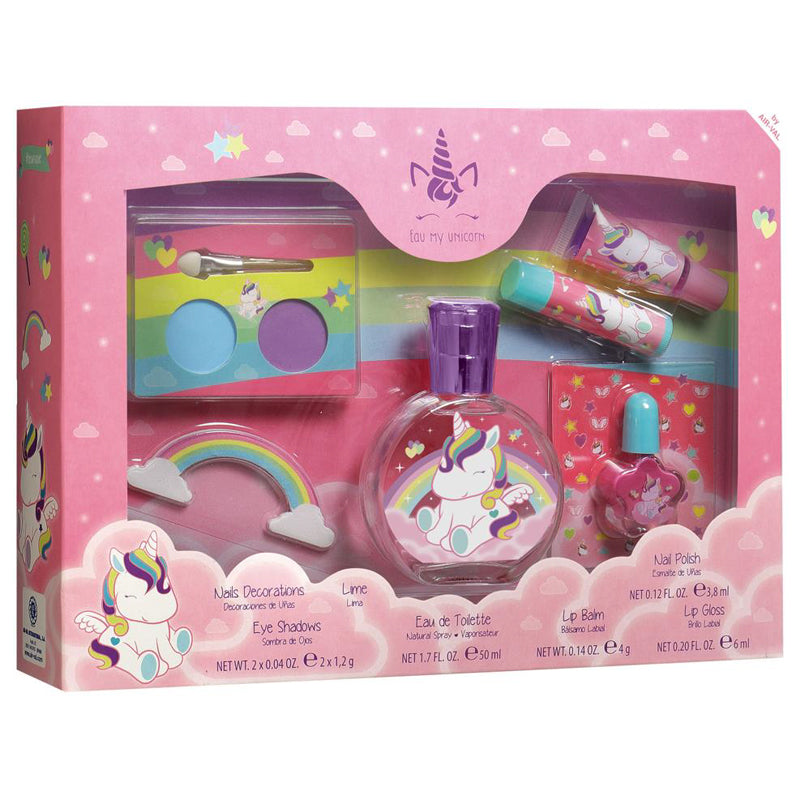 AIR VAL Set Eau My Unicorn Nail Polish 3.8ml + Lip Gloss 6ml + Balm 4 + Eye Shadow 2x12g + Eay De Toilette 50ml + Lima