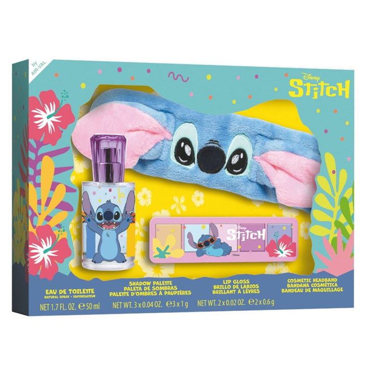 AIR VAL Set Disney Stitch Shadow Palette 3x1g + LIp Gloss 2x6g + Eau De Toilette 50ml + Cosmetic Headband