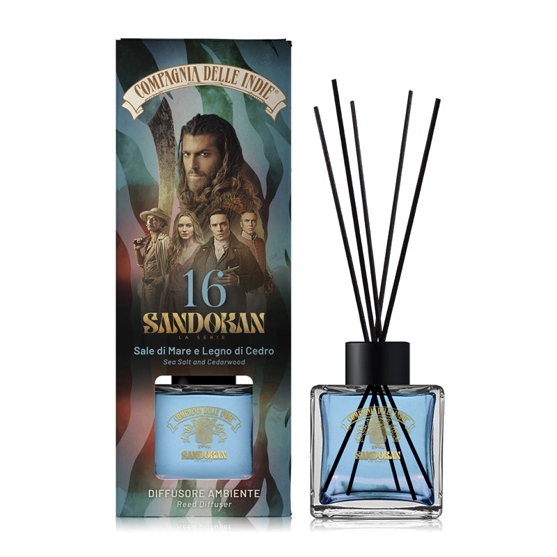 COMPAGNIA DELLE INDIE Sandokan Diffusore Per Ambiente 16 Sale Di Mare E legno Di Cedro 100ml