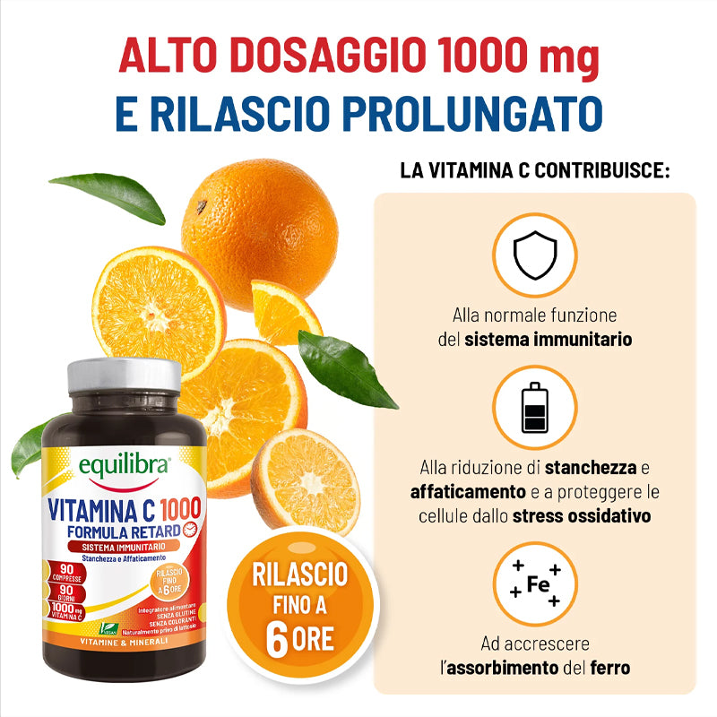 EQUILIBRA VITAMINA C 1000 Formula Retard Stanchezza & affaticamento 90 Compresse 135g