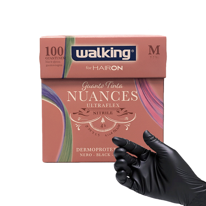WALKING Guanti Nitrile Tinta 4.0 Nuances Ultraflex Neri 100pz Taglia M
