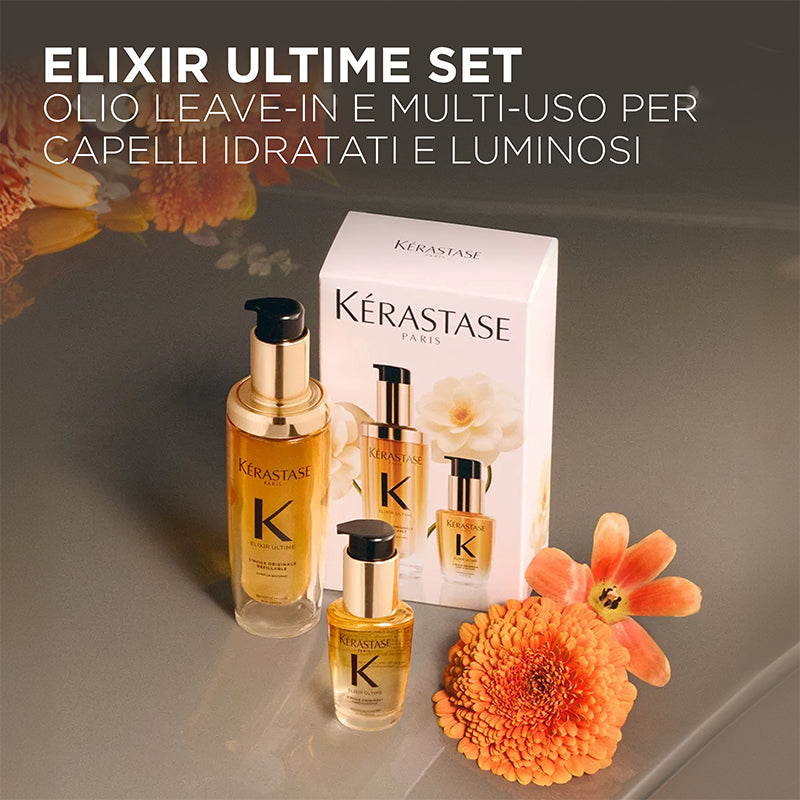 KERASTASE Set Cofanetto Regalo Duo Elixir Ultime L'Huile Original Refillable 75ml + 30ml