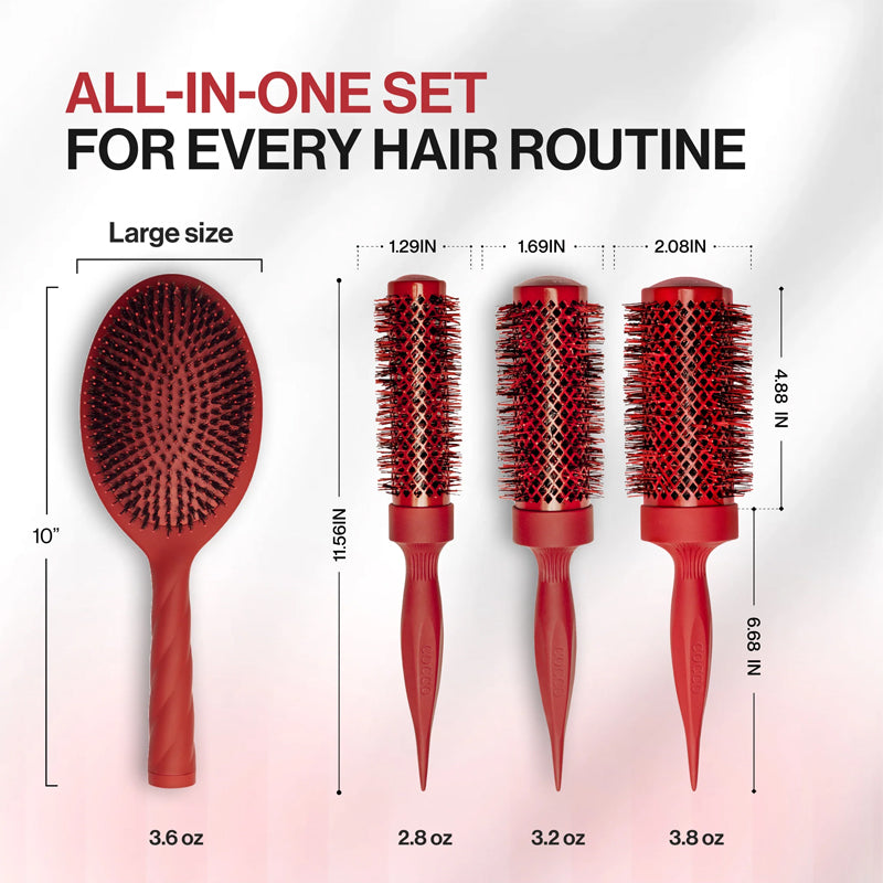 COCCO Set Aura Tri-Lon Technology Brush 4pz Rosso