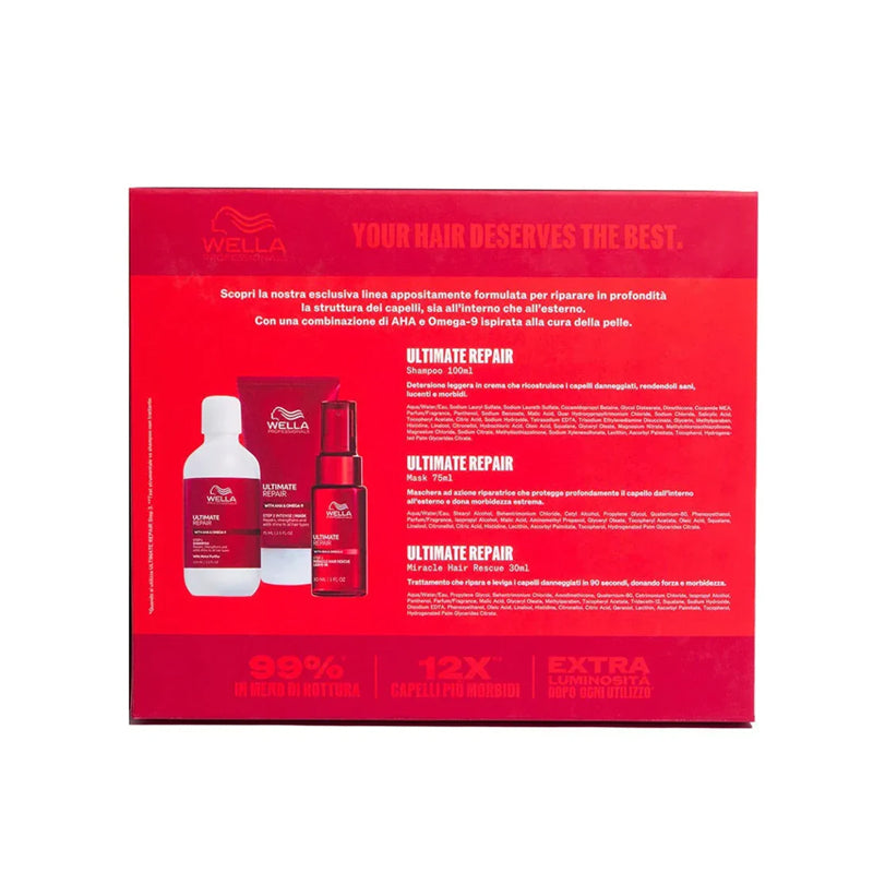WELLA PROFESSIONALS Set Cofanetto Ultimate Repair Shampoo 100ml + Mask 75ml + Miracle Hair 30ml