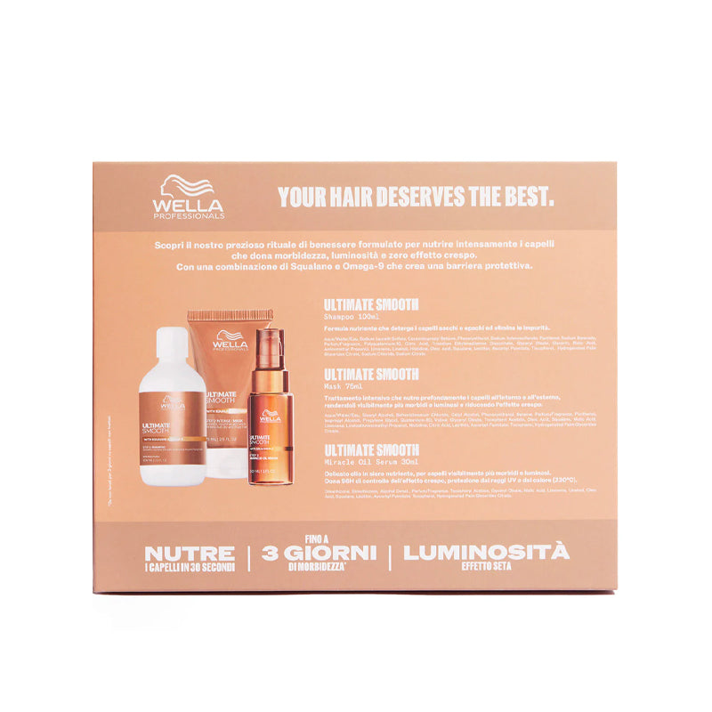 WELLA PROFESSIONALS Set Cofanetto Ultimate Smooth Shampoo 100ml + Mask 75ml + Miracle Oil Serum 30ml
