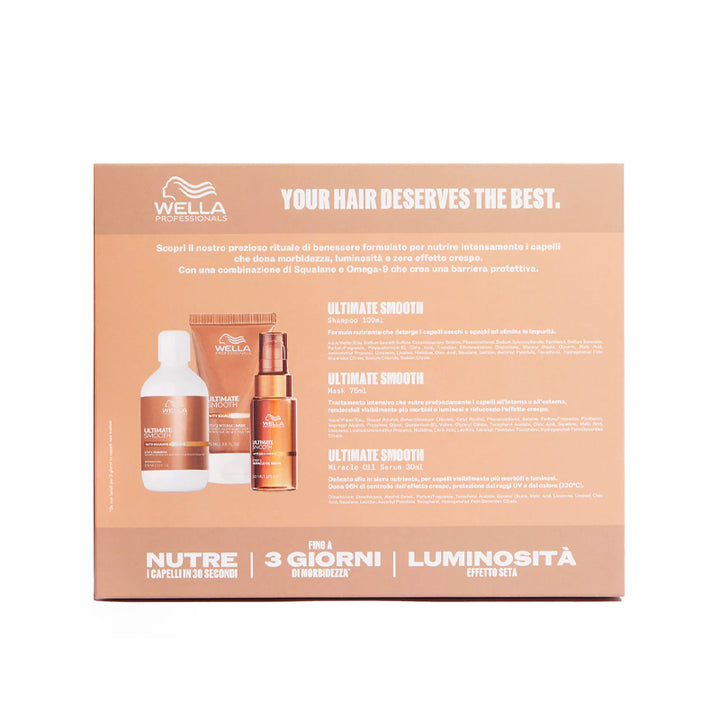 WELLA PROFESSIONALS Set Cofanetto Ultimate Smooth Shampoo 100ml + Mask 75ml + Miracle Oil Serum 30ml