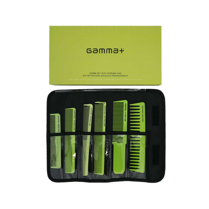 GAMMA+ Set Pettini Con Astuccio Professionale Verde