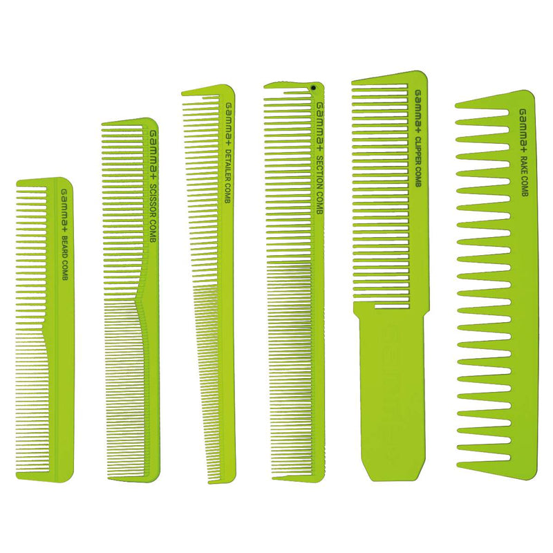 GAMMA+ Set Pettini Con Astuccio Professionale Verde
