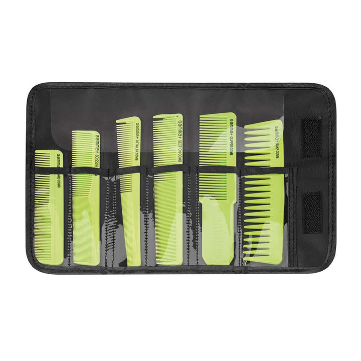 GAMMA+ Set Pettini Con Astuccio Professionale Verde