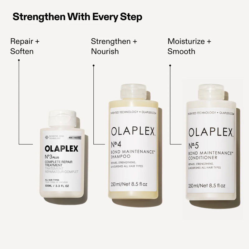 OLAPLEX Kit Treatment N°3 Plus 100ml + Shampoo N°4 250ml + Conditioner N°5 250ml