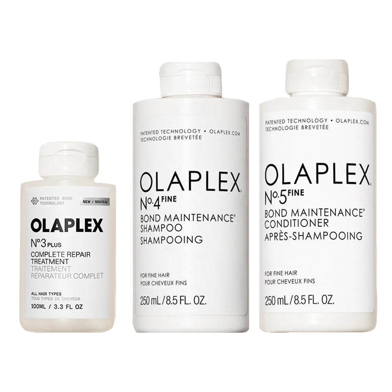OLAPLEX Kit Treatment N°3 Plus 100ml + Shampoo N°4 Fine 250ml + Conditioner N°5 Fine 250ml