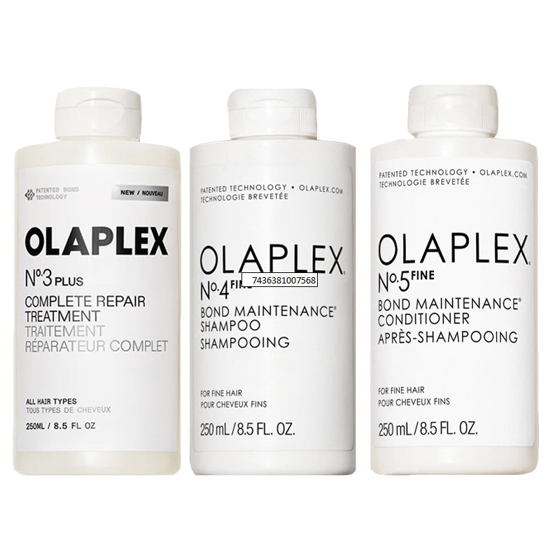 OLAPLEX Kit Treatment N°3 Plus 250ml + Shampoo N°4 Fine 250ml + Conditioner N°5 Fine 250ml