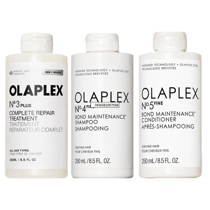 OLAPLEX Kit Treatment N°3 Plus 250ml + Shampoo N°4 Fine 250ml + Conditioner N°5 Fine 250ml