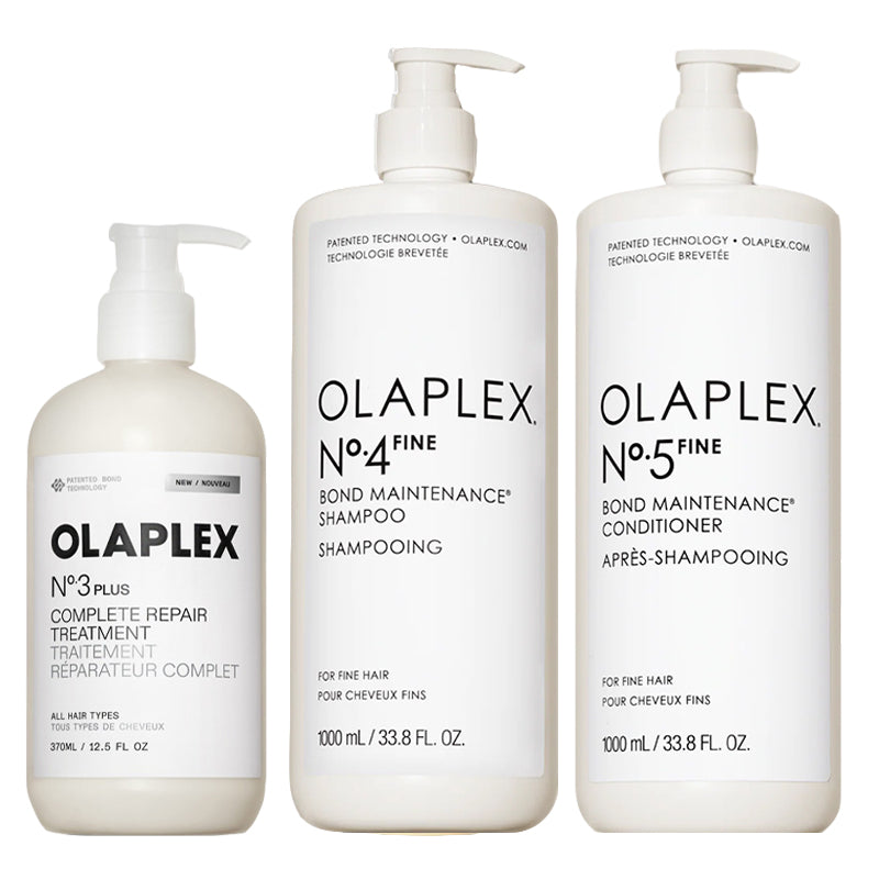 OLAPLEX Kit Treatment N°3 Plus 370ml + Shampoo N°4 Fine 1000ml + Conditioner N°5 Fine 1000ml