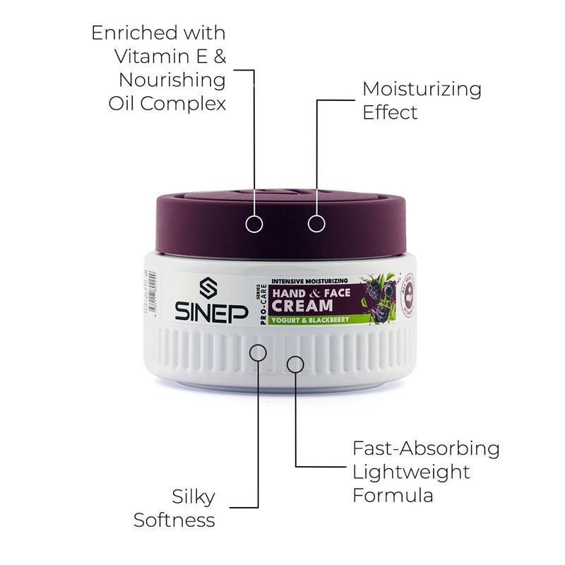 SINEP Pro-Care Hand & Face Cream Yogurt & Blackberry 300ml