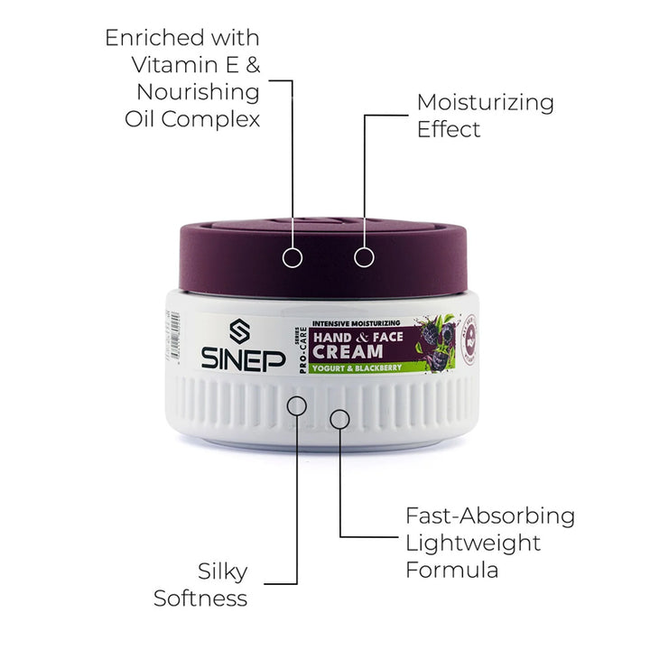 SINEP Pro-Care Hand & Face Cream Yogurt & Blackberry 300ml