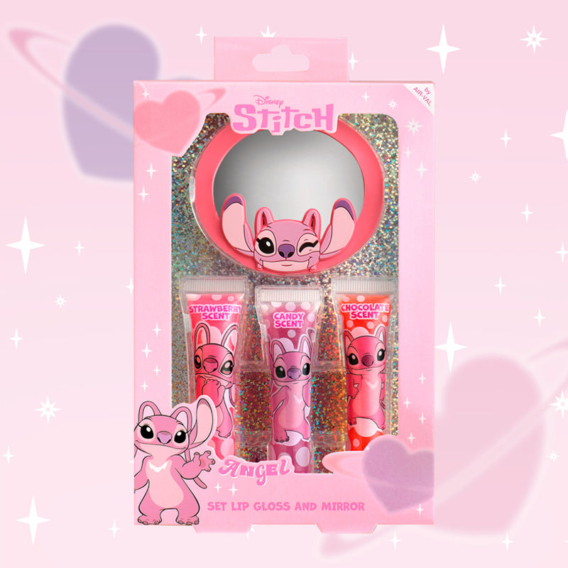 AIR VAL Set Disney Stitch Angel Lip Gloss 3x7.5ml + Specchio