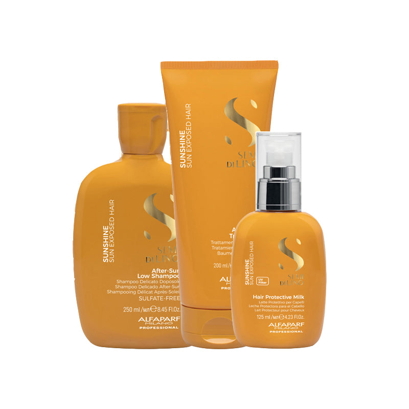 ALFAPARF MILANO Kit Semi Di Lino Sunshine Shampoo 250ml + Treatment 200ml + Protective Milk 125ml