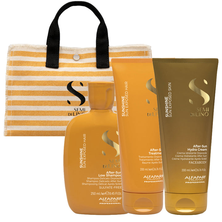 ALFAPARF MILANO Kit Semi Di Lino Sunshine Shampoo 250ml + Treatment 200ml + Hydra Cream 200ml + Bag Omaggio