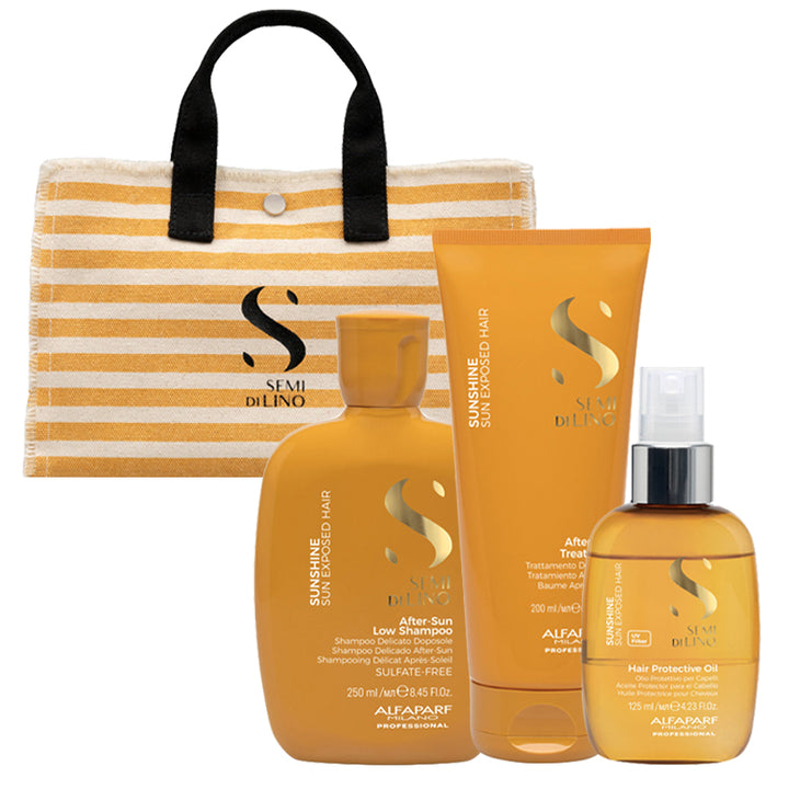 ALFAPARF MILANO Kit Semi Di Lino Sunshine Shampoo 250ml + Treatment 200ml + Oil 125ml + Bag Omaggio
