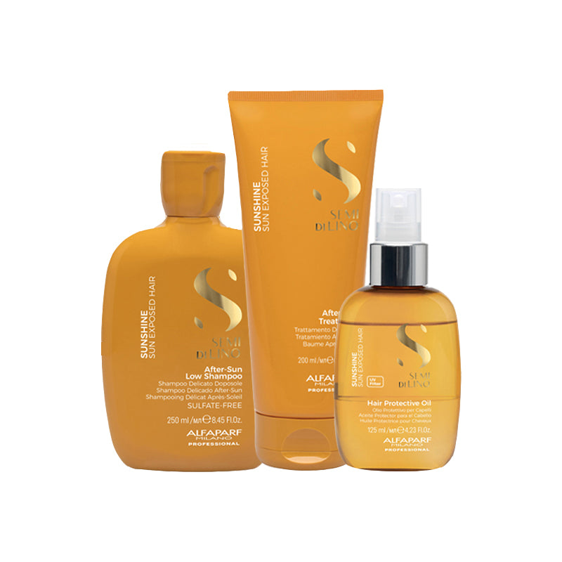 ALFAPARF MILANO Kit Semi Di Lino Sunshine Shampoo 250ml + Treatment 200ml + Oil 125ml