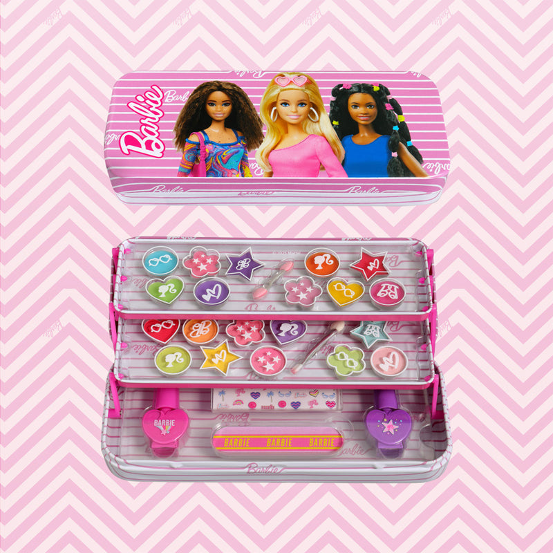 AIR VAL Set Barbie Makeup Tin With 3 Folding Trays