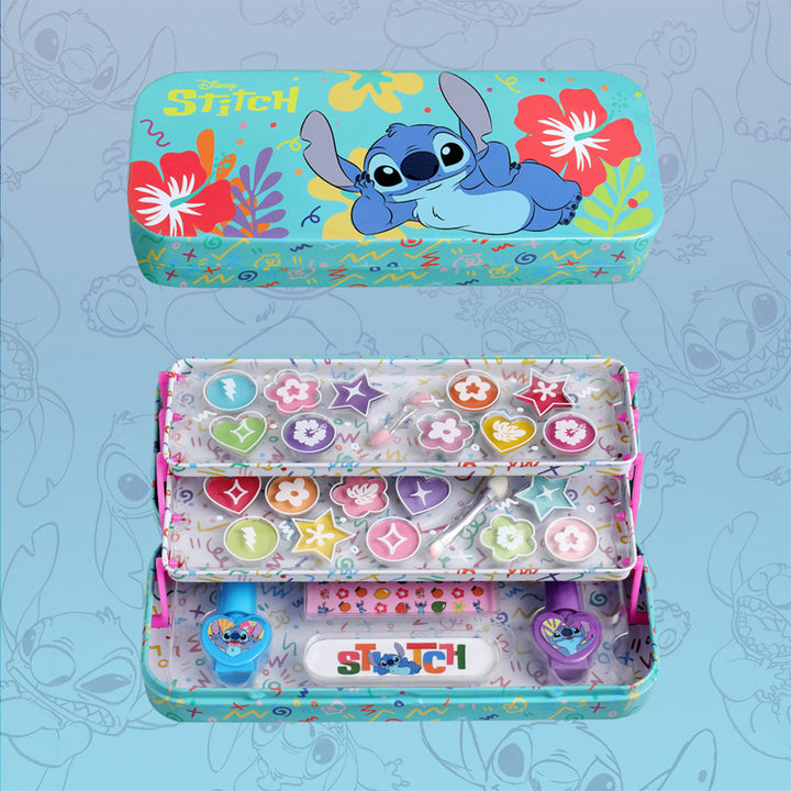 AIR VAL Set Disney Stitch Makeup Tin With 3 Folding Trays