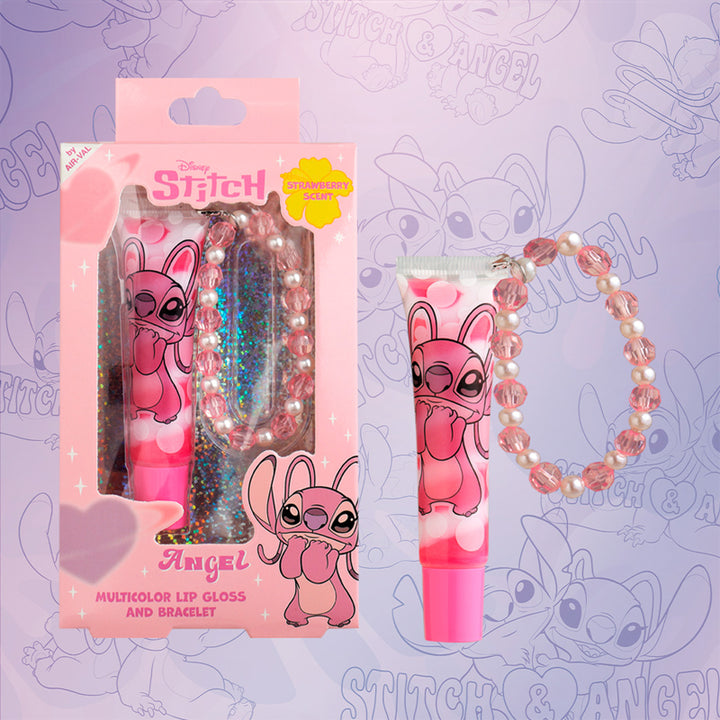 AIR VAL Ser Disney Stitch Angel Multicolor Lip Gloss 13ml + Bracelet
